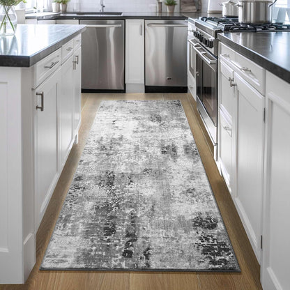 Ompaa 2x6 Rug Runners for Hallways Kitchen Runner Rug Non Slip Washable Grey Long Runner Rugs with Rubber Backing Soft Abstract Carpet Runner for Hallways, Kitchen, Bedroom, Bathroom, Entryway - Colors A