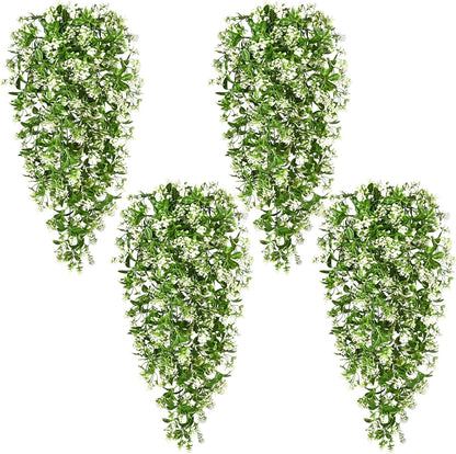 Waipfaru 4Pcs Fake Hanging Plants 2.7ft Fake Plants Eucalyptus Leaves UV Resistant Fake Vines Ivy Artificial Plants Outdoor Faux Plants Indoor Bedroom Living Room Boho Wall Porch Shelf Decor