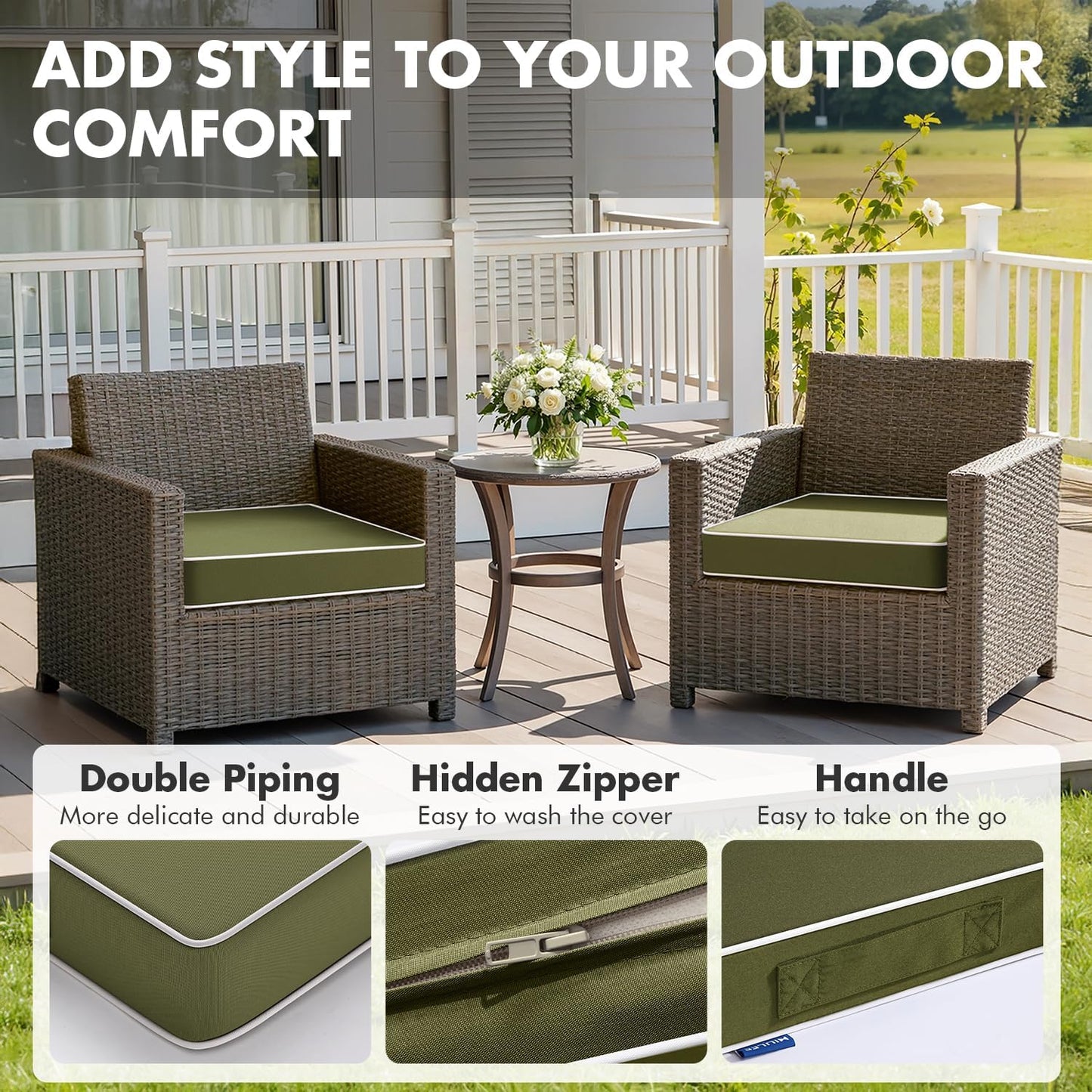 MIULEE Navy Blue 48 x 18 x 3 Outdoor Bench Cushion Waterproof Patio Chair Cushion with Adjustable Straps Set of 1 for Swing Patio Furniture 3-Year Color Fastness Garden Sofa Couch
