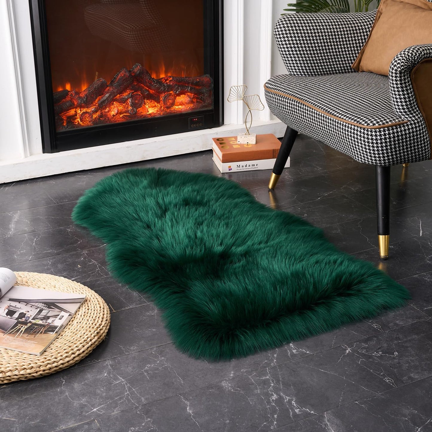 EasyJoy Ultra Soft Fluffy/Fuzzy Shaggy Area Rug Faux Fur Chair Cover Seat Pad for Bedroom Floor Sofa Living Room (2 x 6 ft Sheepskin, Beige)