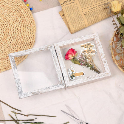 Califortree 8x10 Shadow Box Frame with Linen Back - Sturdy Rustic Memory Display Case of Flower, Pictures, Medals and More, White