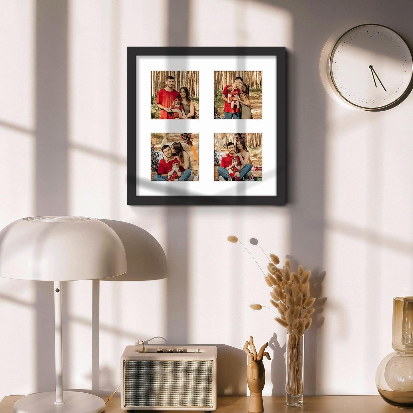 DUENPY 14x26 Collage Picture Frame 4x6 Collage Picture Frame Displays Twelve 4x6 inch Photos Available Horizontal Wall Mounting Display and Vertical Black - Colors A