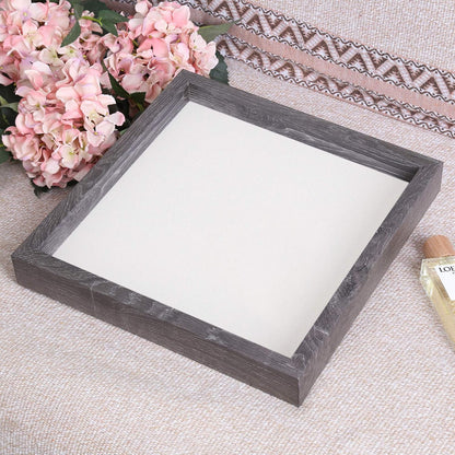 Muzilife 8x8 Shadow Box Picture Frame with Linen Board - Deep Wood & Glass Display Case Ready to Hang Memory Box Baby Sports Memorabilia, Pins, Awards, Medals, Wedding, Tickets and Photos (Black)