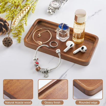 ALELION 11.7" Bathroom Vanity Tray for Counter - Acacia Wood Decorative Tray for Toilet Tank Makeup Perfume Jewelry Catchall Coffee Table - Wooden Kitchen Countertop Organizer for Soap Dispenser