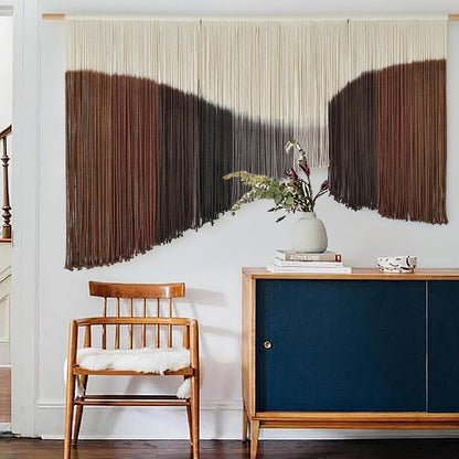 Jakalin Macrame Wall Hanging Dip Dyed Fiber Macrame Wall Decor Boho Cord Living Room Wall Art 57" Wx43 L