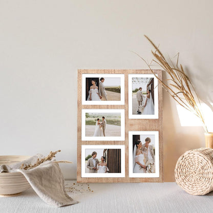 YESKAY 4x6 Picture Frame Collage for Wall Decor, Multiple Photo Collage Frames with Tempered Glass, 7-Opening for 4 x 6 Picture Frames, Rustic Brown, 1 Pack