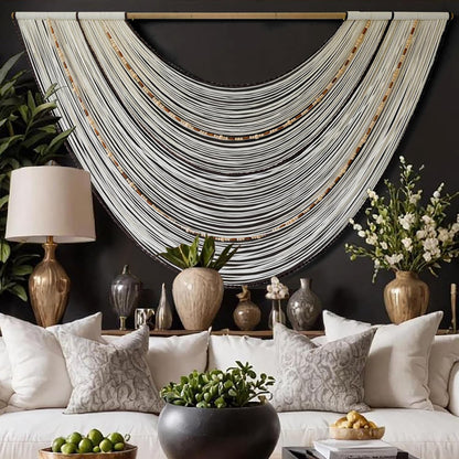Flber Macrame Wall Hanging Boho Wall Decor Tapestry Dip Dyed Ombre Moss Green Handmade Wall Art Woven Cotton Rope Backdrop with for Bedroom Living Room, 57" W x 39" L
