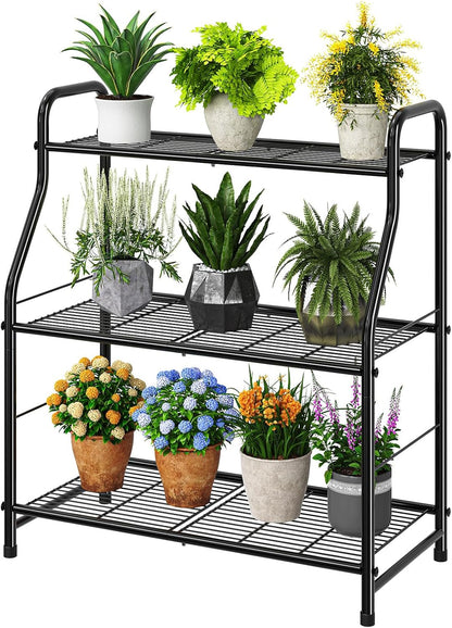 Simple Trending Plant Stand Indoor Outdoor, Plant Shelf for Multiple Pots Metal, 3 Tiers Large Plant Holder for Living Room Garden Balcony