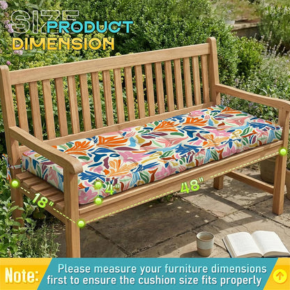 Outdoor Bench Cushion, Tufted Patio Seat Pad for Garden Bench, Porch Swing, Indoor/Outoor Furniture (Blue, 48X18X4 inch)