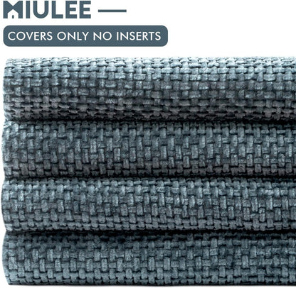 MIULEE Pack of 4 Couch Throw Pillow Covers 18x18 Inch Neutral Soft Decorative Chenille Pillow Covers Farmhouse Boho Cushion Covers for Mid Century Modern Spring Home Decor Sofa Bedroom Living Room
