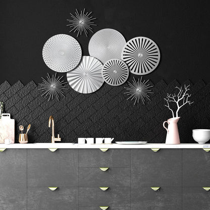 8 Pcs Gold Wall Decor Modern Metal Decor Metal Starbursts Radial Plate Art Hanging Decorative Wall Decorations for Home Bedroom Bathroom Living Room Office Sculpture(Gold)