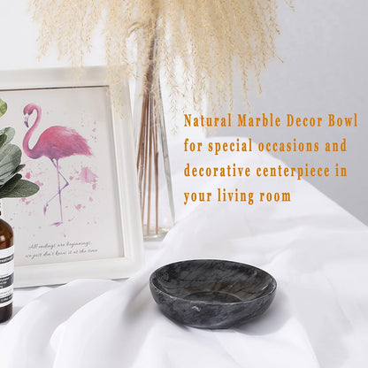 4.72 Inch Small Decorative Bowls, Natural Marble Decorative Bowls for Home Decor, Key Bowl, Coffee Tables Centerpiece, Soap Serving Bowl, Incense Burner, Smudge Bowl