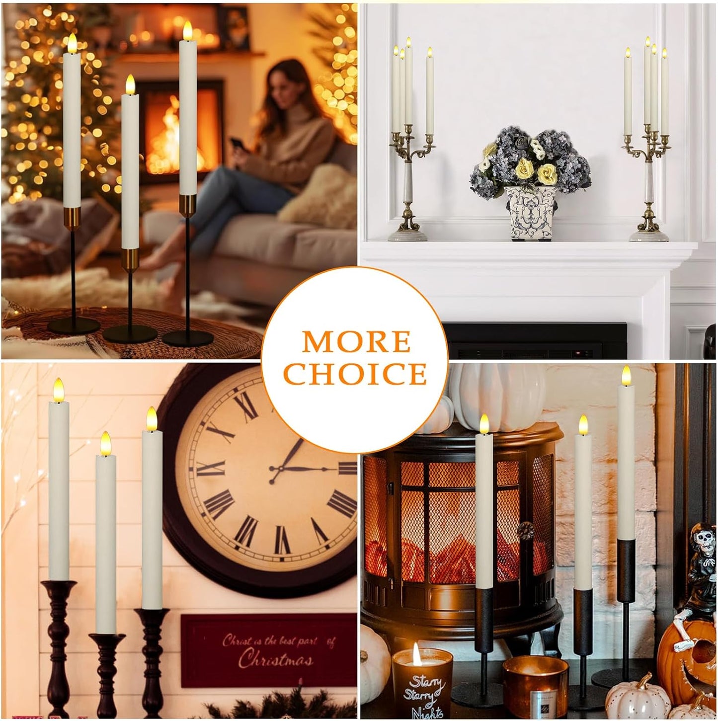 KSWING Upgraded Real Wax Short LED Flameless Taper Candles with Remote, 6 PCS White Candlesticks Battery Operated 3D Flickering - 6" Realistic Fake Candle Sticks for Home/Wedding/Fireplace Xmas Decor