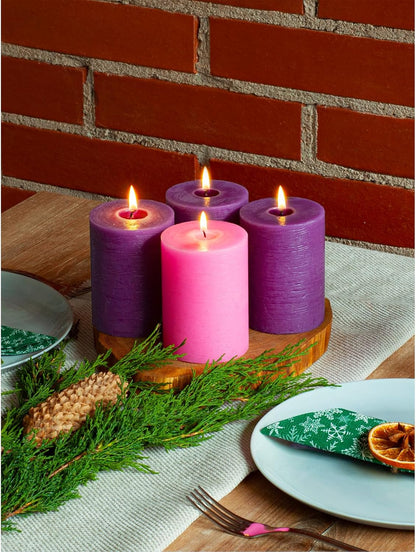 CANDWAX 3x4 inch Pillar Candles Set of 3 – Unscented Dripless Rustic Dark Blue Candles for Room Decor, Weddings, Centerpieces