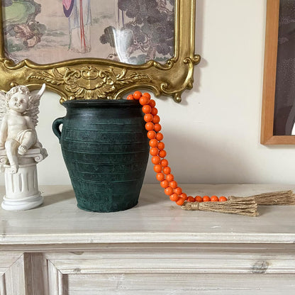 OMISHE 59in Wood Bead Garland with Tassels, Decorative Beads, Farmhouse Wooden Beads Garland for Wall Hanging Home Festival Decor, Aqua, Teal