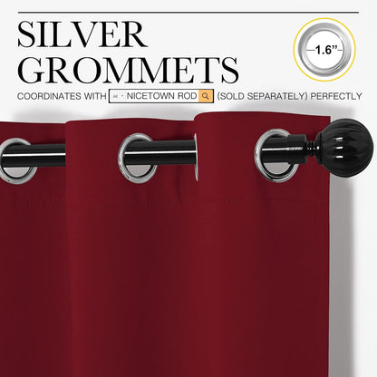 NICETOWN Halloween Pitch Black Solid Thermal Insulated Grommet Blackout Curtains/Drapes for Bedroom Window (2 Panels, 42 inches Wide by 63 inches Long, Black) - Colors A