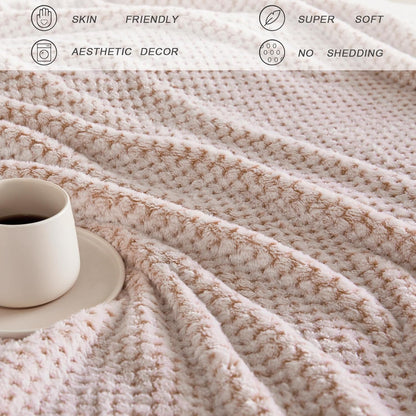 Exclusivo Mezcla Fleece Throw Blanket Extra Large, Super Soft and Warm Blankets for Couch, Sofa and Bed Waffle Textured, Cozy, Fuzzy and Lightweight (Slate Blue, 50x70 Inches)