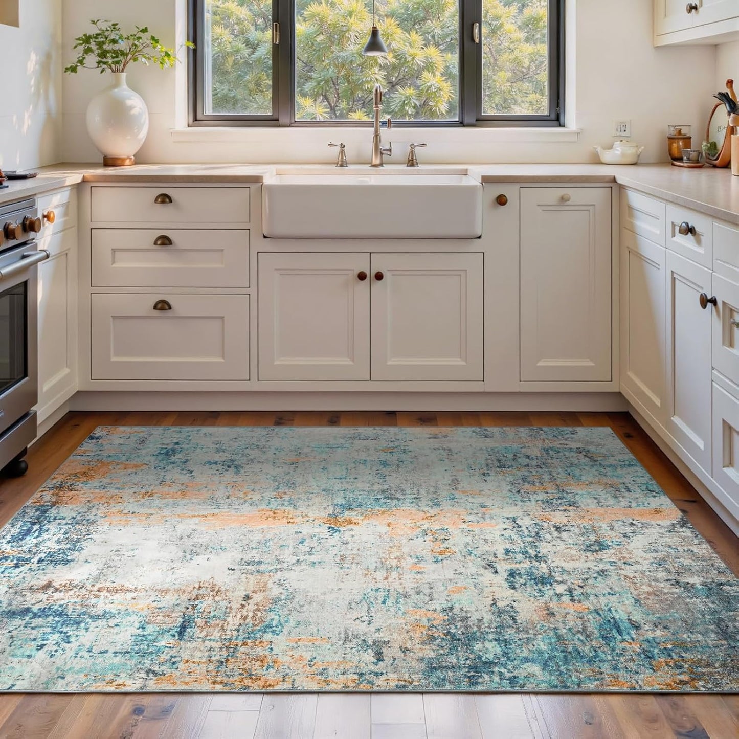 Ompaa 2x6 Rug Runners for Hallways Kitchen Runner Rug Non Slip Washable Grey Long Runner Rugs with Rubber Backing Soft Abstract Carpet Runner for Hallways, Kitchen, Bedroom, Bathroom, Entryway - Colors B