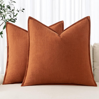 MIULEE Decorative Linen Euro Sham Pillow Covers 26x26 Cream White Boho Farmhouse Neutral Couch Throw Pillows for Bed Pack of 2 Accent Modern Pillowcase Sofa Livingroom Home Decor