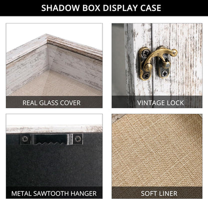 GraduatePro Shadow Box Frame 11x14 Display Case with Linen Back, Real Glass Window Door with Hinge, Picture Frame Wedding Bouquet Memorabilia Medals Photos Memory Box for Keepsakes, Carbonized Black