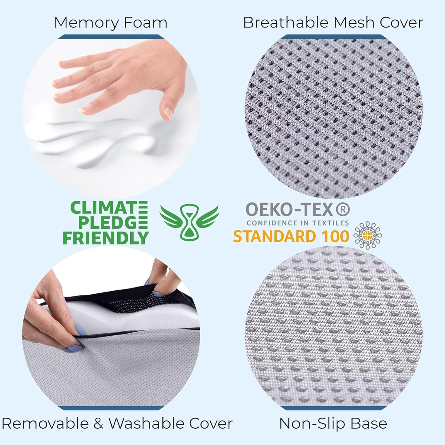 5 STARS UNITED Seat Cushion - Memory Foam Chair Cushion for Tailbone Pain Relief - Ergonomic Support for Coccyx, Sciatica & Butt - Office, Desk & Gaming Chair, Car Seat, Wheelchair, Airplane, Black