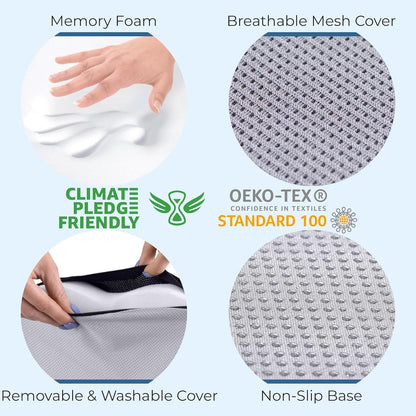 5 STARS UNITED Seat Cushion - Memory Foam Chair Cushion for Tailbone Pain Relief - Ergonomic Support for Coccyx, Sciatica & Butt - Office, Desk & Gaming Chair, Car Seat, Wheelchair, Airplane, Black