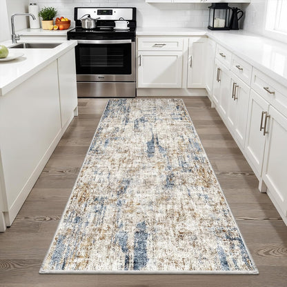 2x3 Washable Non-Slip Area Rug - Soft Low Pile Throw Rug for Kitchen Entryway Bedroom - Modern Indoor Door Mat with Rubber Backing (Beige Grey) - Colors B