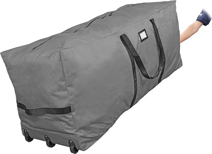 ProPik Rolling Christmas Tree Storage Bag, Fits Up to 9 Ft Tall Disassembled Trees, 28" H X 16.5" W X 60" L, Extra Large Heavy Duty Xmas Storage Container with Wheels & Handles, 600D Oxford (Green)