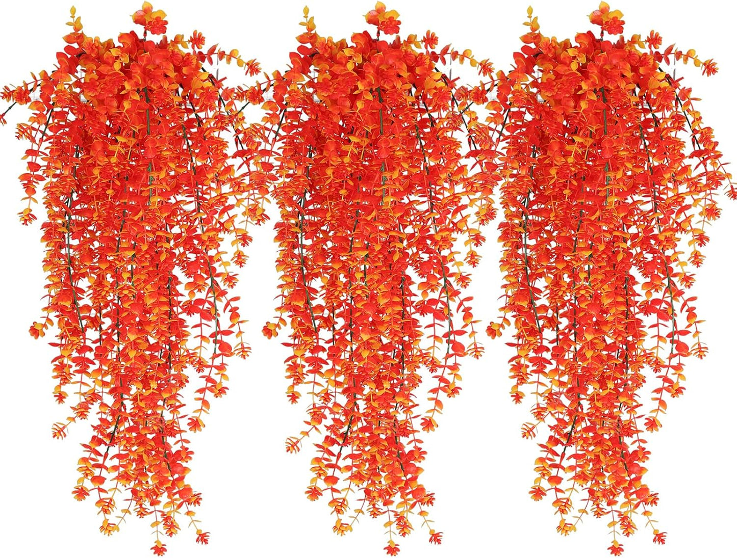 RECUTMS Artificial Hanging Plants Fake Hanging Plant Faux Eucalyptus Leaf Greenery Vine Outdoor UV Resistant Plastic Plants Home Garden Wedding Party Indoor Outdoor Decorations(White)