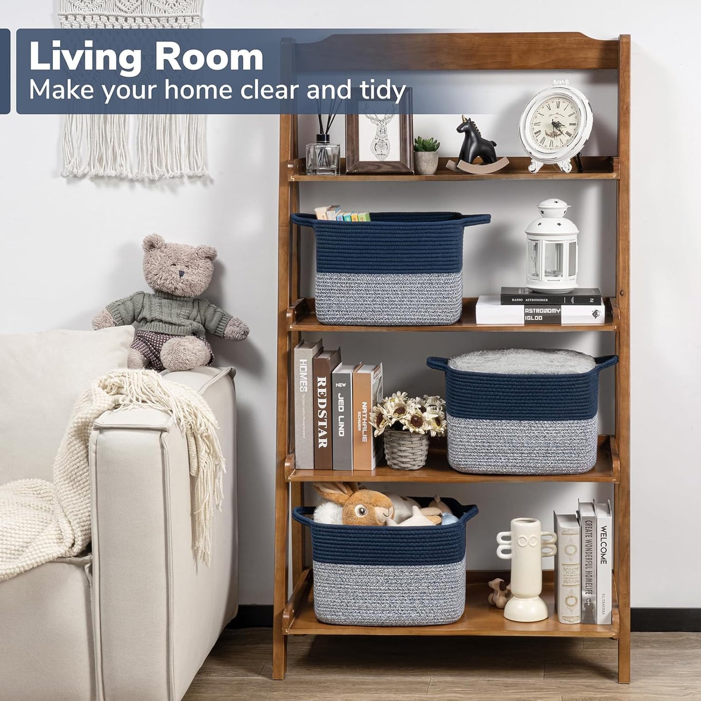 Goodpick Cube Storage Bins - Towel, Book, Cloth, Shoes, Closet Shelf Woven Baskets for Office, Baby Laundry, Toys, 13''x10''x9''