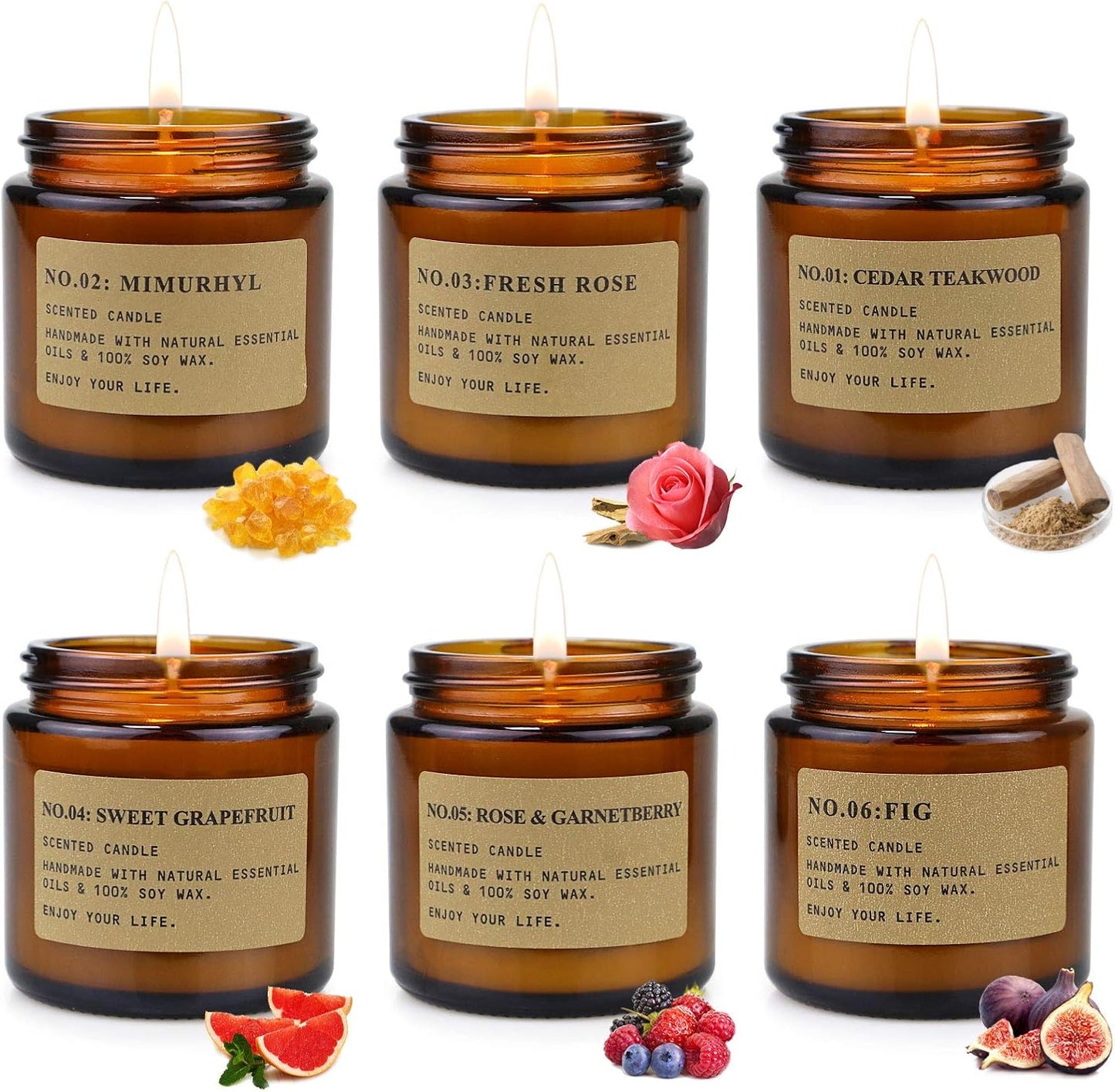 6-Pack Scented Candles for Home, 3.5 Oz Soy Wax Candles Gift Set with Lavender Chamomile & Eucalyptus Mint for Brithday Gifts Women, Mothers Day