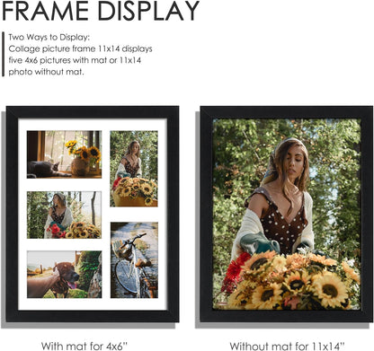 DUENPY 14x26 Collage Picture Frame 4x6 Collage Picture Frame Displays Twelve 4x6 inch Photos Available Horizontal Wall Mounting Display and Vertical Black - Colors A