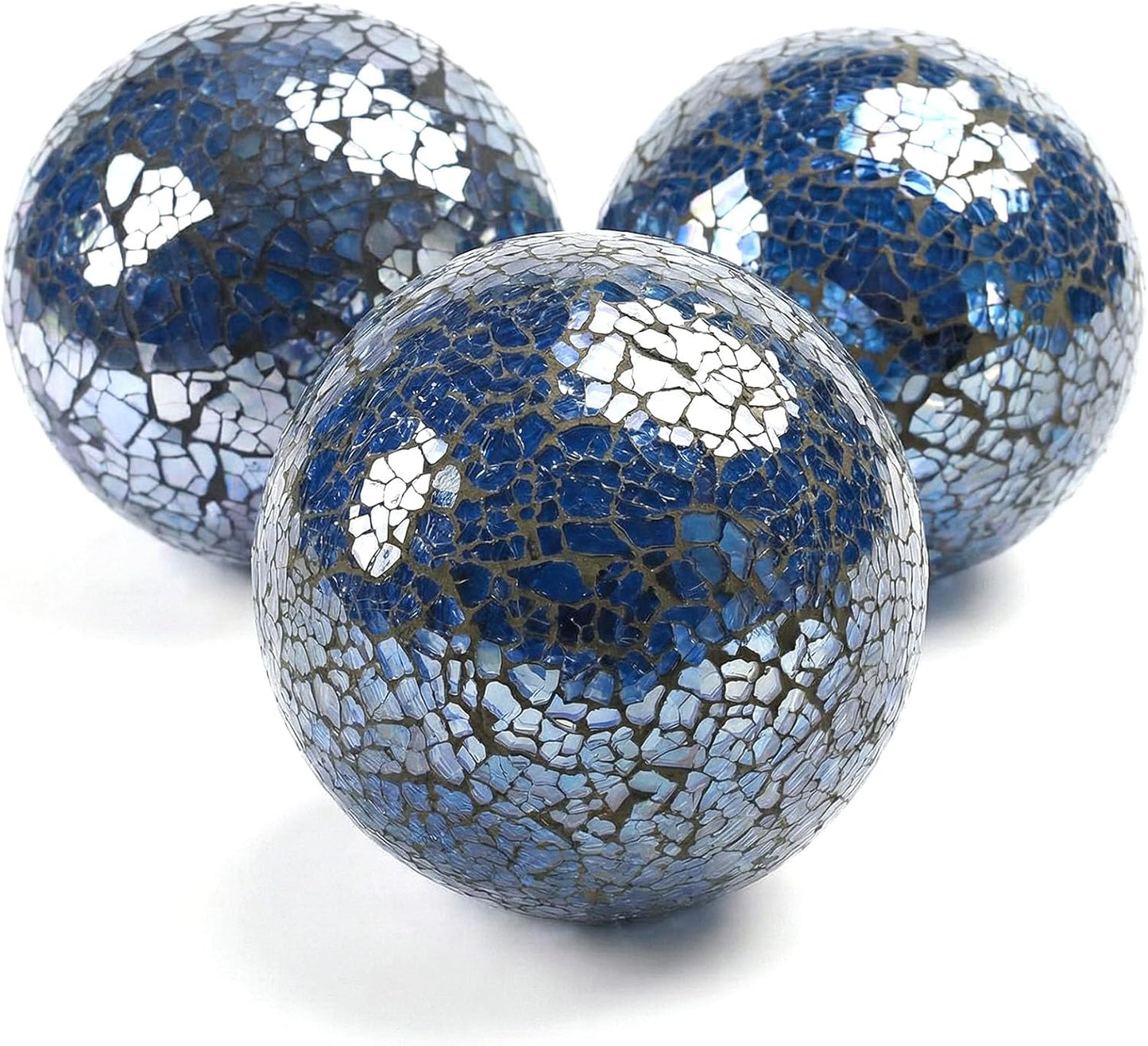 DomeStar 3PCS Decorative Balls, Mosaic Glass Orbs Centerpiece Balls 4inch Gold Orbs for Decorate Bowls Vases Tables Wedding Party