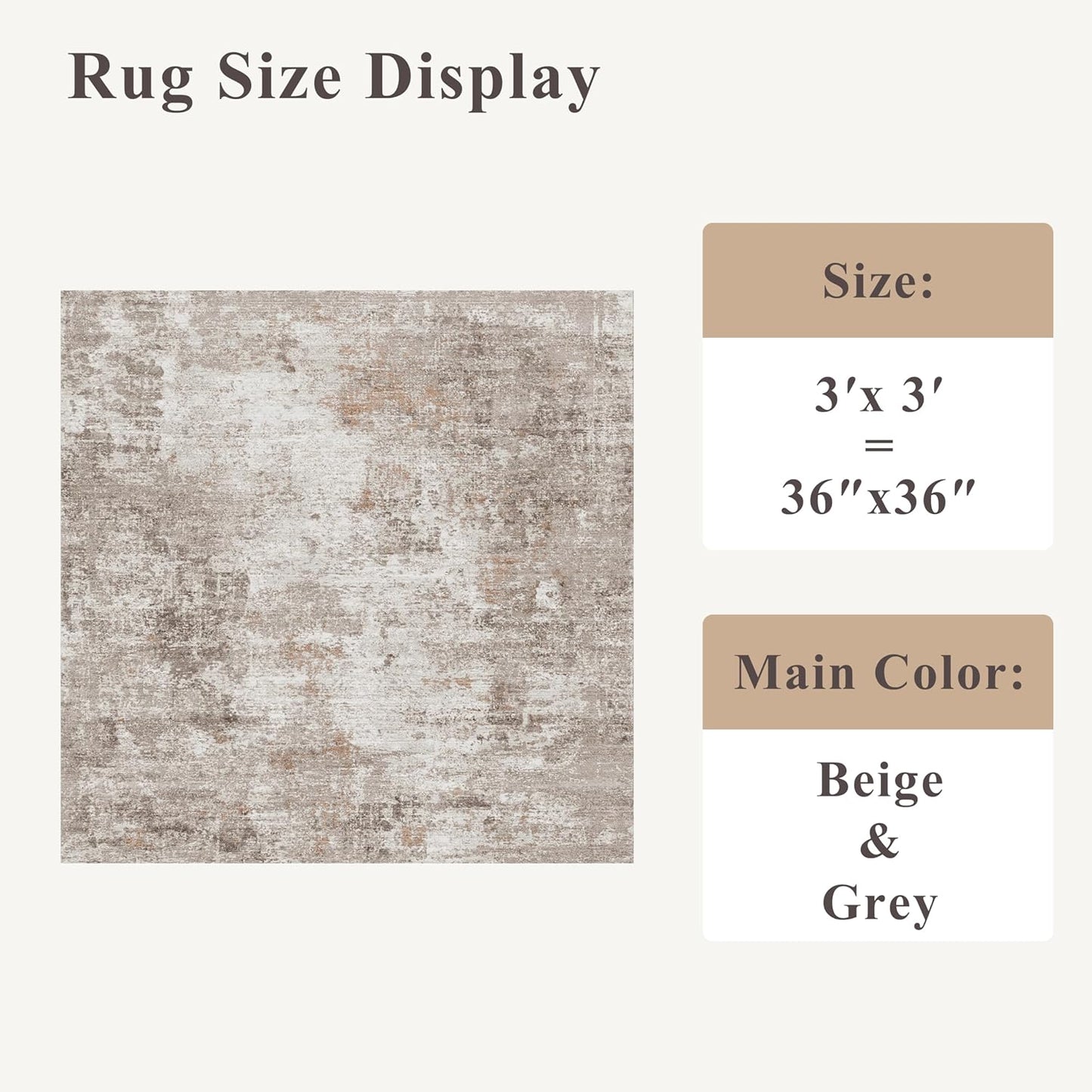 2x3 Washable Non-Slip Area Rug - Soft Low Pile Throw Rug for Kitchen Entryway Bedroom - Modern Indoor Door Mat with Rubber Backing (Beige Grey) - Colors A