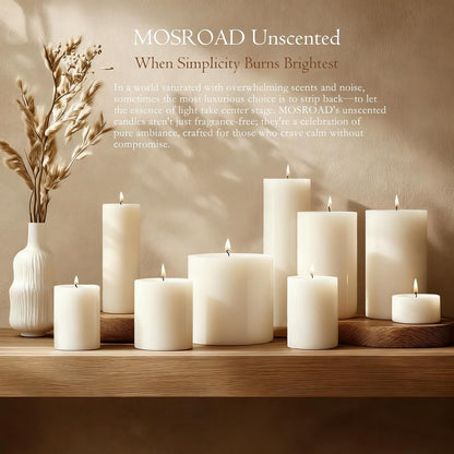 Unscented Ivory Pillar Candles Set of 6-2.8x4 inch - Dripless and Smokeless Large Pillar Candles, 50-Hours Long Burning Time Paraffin Candle for Dinner Table, Christmas and Home Decor