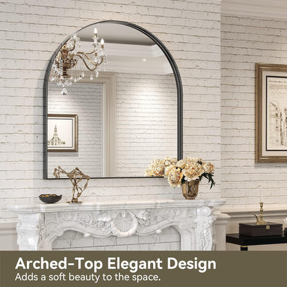 Brightify Arched Mirror, Arched Wall Mirror, 24 x 32 Inch Silver Arch Mirror, Metal Frame Silver Bathroom Mirror, Arched Top Bathroom Vanity Mirror for Living Room Bedroom Mantel Entryway Hallways