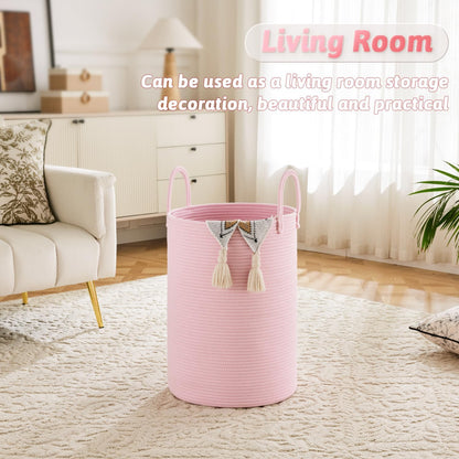 Artfeel Laundry Basket,Woven Cotton Rope Laundry Hamper,60L for Decor Storage of Dirty Clothes,Toys and Blankets in Bathroom,Baby Room and Living Room