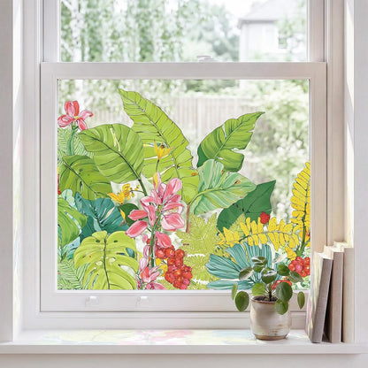 ADD.HERES Window Privacy Film,Colorful Floral Window Stickers,Removable DIY Bouquet Static Clings, Decals for Home School Office Party Supplies, Wildflower Reverie‌, 17.5 x 78.7 in