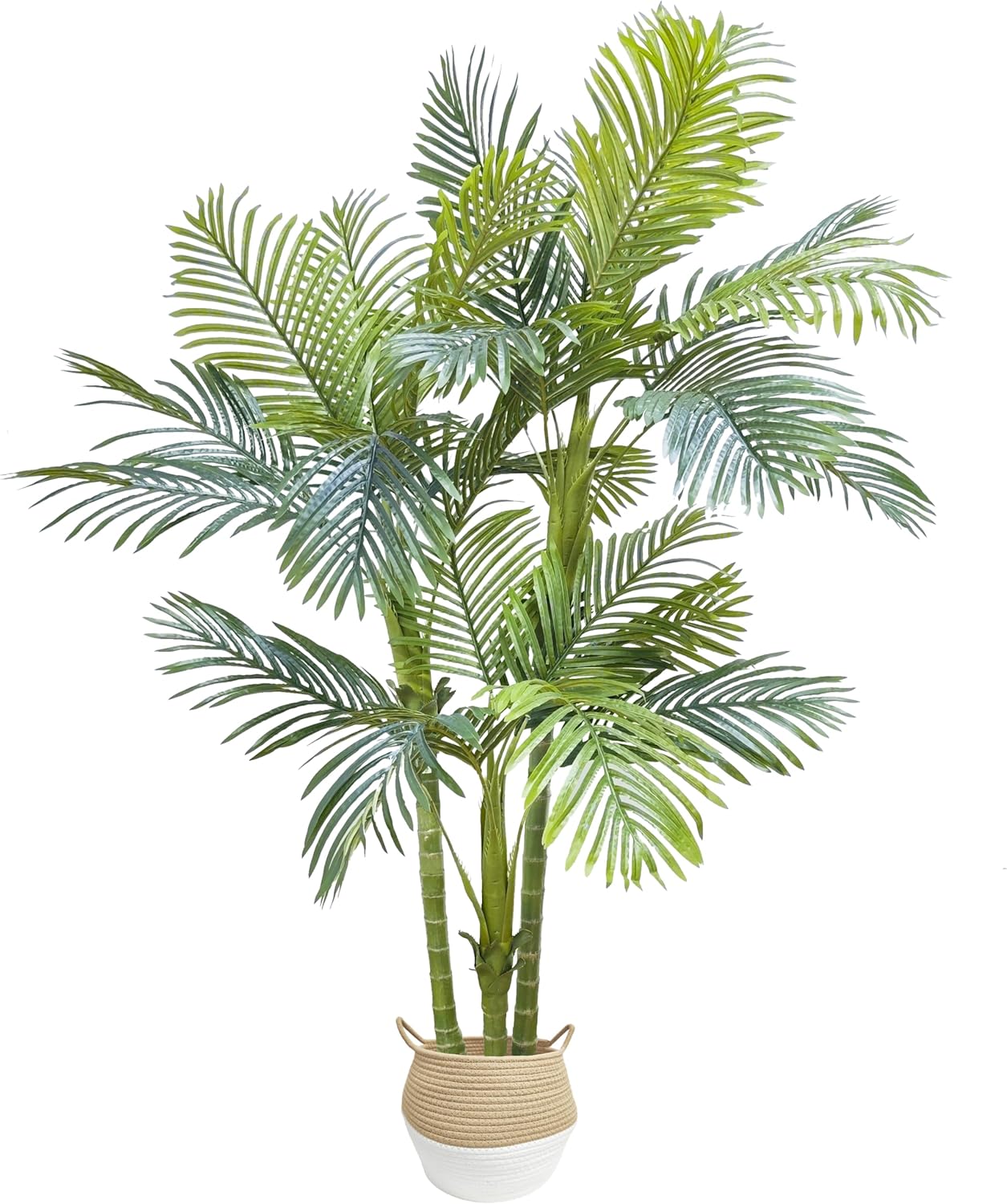 Warmplants Artificial Ficus Tree, 7ft Silk Fake Ficus Leaves Plant with Basket, Indoor Outdoor Faux Green Tree for Home Garden Office House Livingroom Décor