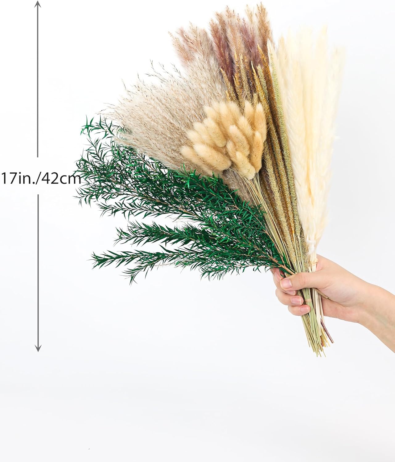 xin's convey 120 PCS Dried Pampas Grass, Dried Flowers, Reed Grass Bouquet for Bohemian Flowers Home Table Wedding Decoration, Rustic Farmhour.(Light Brown)