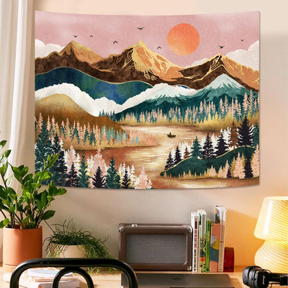 Zussun Black and White Tapestry Starry Night Mountain Tapestries for Bedroom Aesthetic Moon and Stars Tapastry's Wall Hanging Dark Nature Forest Wall Tapestry for Living Room Dorm (48'' × 36'')