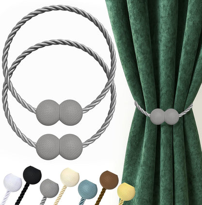 Hion Magnetic Curtain Tiebacks Black 2pcs, Curtain Tiebacks Buckles Holdbacks Holders Hooks Clip for Home Outdoor Bedroom Office Decorative Curtain