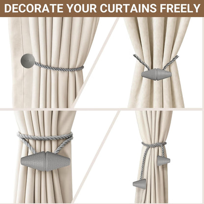 Hion Magnetic Curtain Tiebacks Black 2pcs, Curtain Tiebacks Buckles Holdbacks Holders Hooks Clip for Home Outdoor Bedroom Office Decorative Curtain