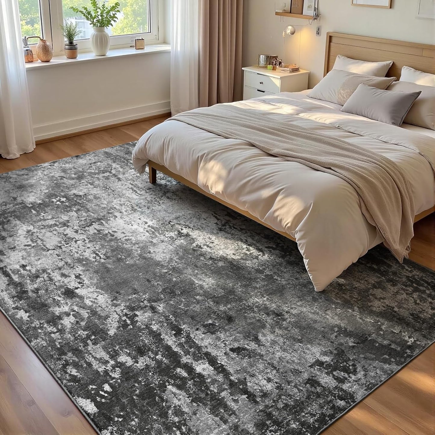 Ompaa 2x6 Rug Runners for Hallways Kitchen Runner Rug Non Slip Washable Grey Long Runner Rugs with Rubber Backing Soft Abstract Carpet Runner for Hallways, Kitchen, Bedroom, Bathroom, Entryway - Colors A
