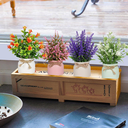Yoratee 6pcs Artificial Pot Flowers Small Fake Plants Mini Potted Plants for Home Office Tabletop Decoration
