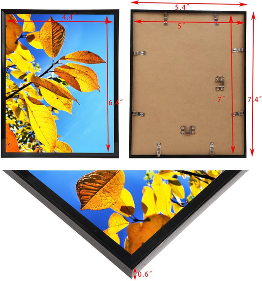 Aynoo Wood Floating Picture Frame 7x9, Table Top 8x10 7x9 6x8 Floating Frame Black Metal Modern Style Frame (PHSD),1Pack
