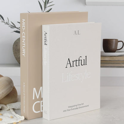 Aesthetic Decorative Books - Set of 2 Stylish Boxes Enhance Your Coffee Table, Bookshelf or Mantel Decor - Beautiful Fake/Faux Books for Modern Home Decoration, Photo Storage and as a Keepsake Box