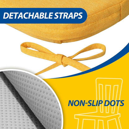 AAAAAcessories D-Shaped Chair Cushions, 2" Thick Dining Chair Pads with Ties and Removable, Machine-Washable Cover, 17" x 16", Set of 4, Oatmeal Beige - Colors B