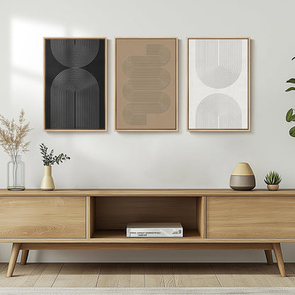 Large Framed Black and White Abstract Wall Art for Living Room, 3 Piece Big Modern Canvas Prints Paintings Artwork for Walls, Minimalist Abstract Art Pictures for Hallway, Office Wall Decor 24x36 In