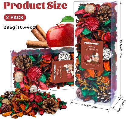 STRN Potpourri Bowl Filler with Essential Oil – Cinnamon & Apple Scented Dried Flower Bags, Bowl Vase Filler, Decorative Potpourri for Vase or Bathroom – Long-Lasting Fresh Aroma Gift for Home Decor